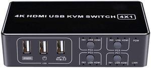 4 in 1 -compatible kvm switch usb 4 Port 4K Connector For computer monitor tv box displayport hub Mouse Keyboard