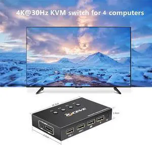 KVM Switch HDMI 4 Port Box 4K@60Hz,MLEEDA USB and HDMI Switch for 4 Computers Share Keyboard Mouse Printer and one HD Monitor