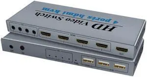 KVM Switch 4 In 1 Out 4 Port 4K Converter For 4 PC Sharing One Monitor