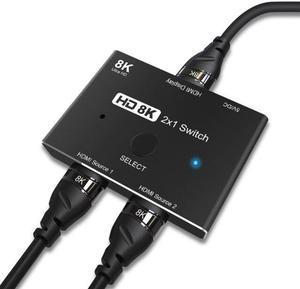 2.1 Switcher 2 in 1 out 8K@60Hz 4K@120Hz Ultra HD KVM Switcher 2x1 Adapter for PS4/5 TV Box HDTV Xbox Projector