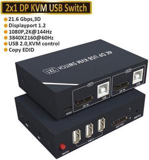 2022 4K 60Hz  KVM Switch 2 Port 4K USB Switch KVM Switcher for Sharing Printer Keyboard Mouse TV KVM Splitter Switch