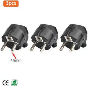 16A EU 4.8mm AC Electrical Power Rewireable Plug Male for Wire Sockets Outlets Adapter Extension Cord Connector plug