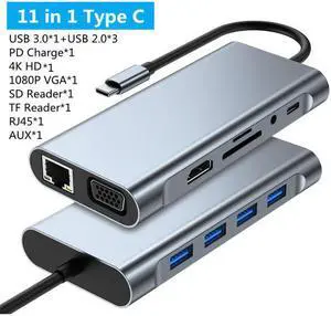 8 in 1 USB C HUB With 4K -compatible Ports and TF SD Card Reader, Support 5Gbps High-Speed Transmission and PD Fast Charging 8 in 1 USB C HUB With 4K -compatible Ports and TF SD Card Reader, Support 5Gbps High-Speed Transmission and PD Fast Charging