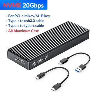 1pcs 20Gbps/10Gbps/5Gbps M.2 NVME SSD Enclosure Type-C Solid State Drive Mobile Case HDD Case with Cable for M2 SSD Box