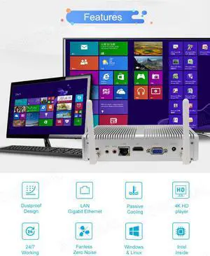 Hot sell Fanless Gaming computer I3/I5/I7 DDR4 DDR3L Windows 10 pro mini pc HDMI VGA  TV Media Player GAMING desktop