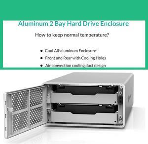 PS200RU3 HDD Enclosure Aluminum 2 Bay 2.5" 3.5" USB3.0 External Hard Drive Enclosure SATA 3.0 2x8TB