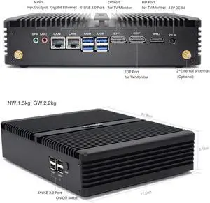 3years Warranty Core i7 8550U Industrial Computer Fanless PC Server i5 8250U linux HDMI EDP DP Desktop Computador M.2 SSD Wifi