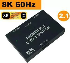8K  2.1-compatible Bi-direction Switch Splitter Box 8K@60Hz   Splitter 1 in 2 out/2 in 1 out Display Selector Switcher