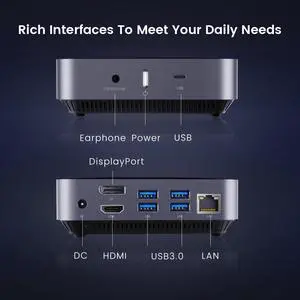 AMO2 Mini PC 128GB/256GB  Athlon 300U 8GB RAM Windows 10 Dual 5G WIFI Desktop PC 4 USB3.0 1 HDMI Port RJ45