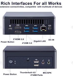 Mini PC i7 1165G7 i5 1135G7 Thunderbolt 4 Windows 11/10 Linux i3 1115G4 NVMe SSD 2*HDMI DP 8K UHD WiFi BT Gaming Computer