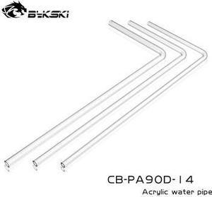 CB-PA90D-14 90 degree Bended Acrylic PMMA Hard Tube OD14mm 50cm Length 90 degree Pre-bended Pipe Water Cooling 200X500MM