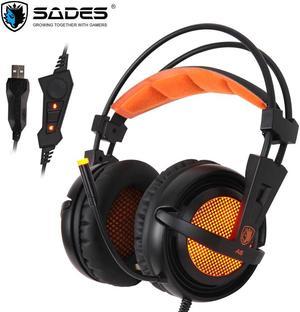 A6 USB 7.1 Stereo Wired Gaming Headphones Game Headset Over Ear With Mic Voice Control For Laptop Computer Gamer