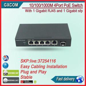 5 Port Gigabit Switch with 4-Port PoE and 1 gigabit SFP fiber port Gibabit switch 4 poe switch