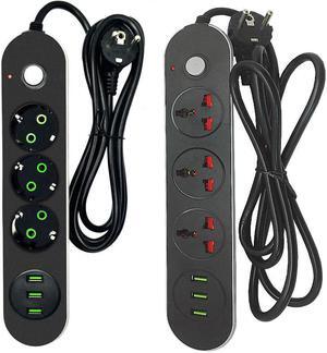 2 Round Pin EU RUS Plug Power Strip Switch Universal Outlets 3 USB Electrical Extension 1.8M  Cable Network filter for Phones