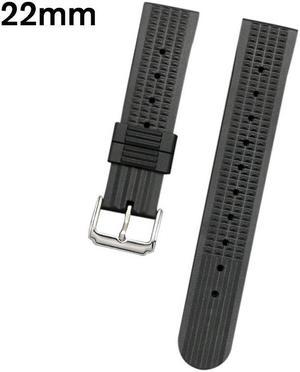 20/22mm Rubber Black Waffle Watch Band For Seiko/Omega/Oris