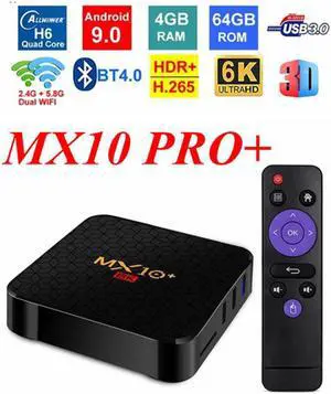 6K TV Box MX10 Plus Android 9.0 Allwinner H6 Quad Core 4G 32G 64G 5G Dual WiFi BT4.0 USB3.0 Support 6K*4K H.265 Media Player 6K TV Box MX10 Plus Android 9.0 Allwinner H6 Quad Core 4G 32G 64G 5G Dual WiFi BT4.0 USB3.0 Support 6K*4K H.265 Media Player