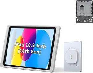 emonita Magnetic Wall Mount with Charging Case A8 for iPad (10th Generation) 10.9-Inch. PoE and DC up to 18W Quick Charge, Strong Magnets, 360 Rotation