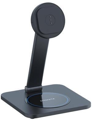 EMONITA  Magnetic iPad Stand with 18W Fast Charger. Foldable L Shape, Strong Magnets, 360 Rotation, 180 Tilt, Sturdy Wireless Charging Base