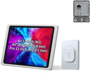 EMONITA Magnetic Tablet Holder for iPad Air 11" (M2)/iPad Pro 11"/iPad Air 10.9" | A9 Wall Mount with PoE+DC 18W QC, Ultra-Strong Magnets & 360° Rotation
