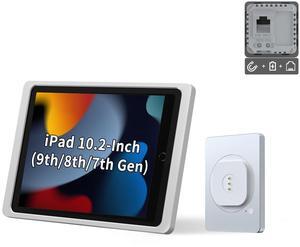 EMONITA Magnetic Wall Mount with Charging Case A7 for iPad (9th / 8th / 7th Generation) 10.2-Inch. PoE and DC up to 18W Quick Charge, Strong Magnets, 360 Rotation