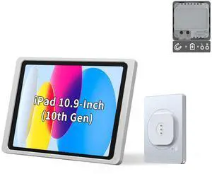 EMONITA Magnetic Tablet Holder for iPad 10.9" (10th Gen) | A8 Wall Mount Charger with 18W QC, Ultra-Strong Magnets & 360° Rotation 100-250v AC