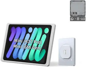 EMONITA Magnetic Tablet Holder for iPad Mini 8.3" (A17 Pro/A15 Chip) | A6 Wall Mount Charger with 18W QC, Ultra-Strong Magnets & 360° Rotation | 100-250V AC