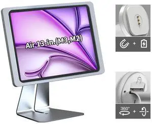 EMONITA Magnetic Stand on Desk with Charging Case A10 for iPad Air 13-Inch (M2/ M3), Classic L Shape, Sturdy Metal Base, Strong Magnets, 360 Rotation, 90 Tilt EMONITA Magnetic Stand on Desk with Charging Case A10 for iPad Air 13-Inch (M2/ M3), Classic L Shape, Sturdy Metal Base, Strong Magnets, 360 Rotation, 90 Tilt
