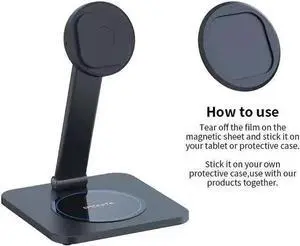 EMONITA Universal Foldable Magnetic iPad Desktop Stand (Stand & Magnetic Ring Only, Case Not Included) - 360° Rotation, Non-Charging (Black) EMONITA Universal Foldable Magnetic iPad Desktop Stand (Stand & Magnetic Ring Only, Case Not Included) - 360° Rotation, Non-Charging (Black)