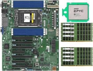 Supermicro H12SSL-i Motherboard + AMD EPYC 7H12 64 Core CPU + Total 256GB-8x Samsung 32GB 2666MHz DDR4 ECC RAMs