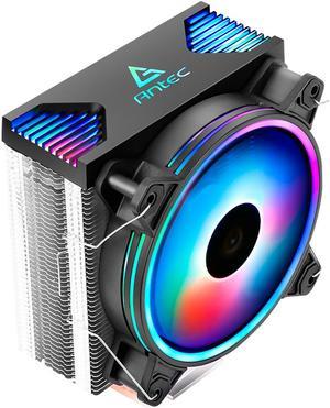 CPU Cooler Smart RGB Functions, 120mm High Airfllow Optimized  PWM Fans, 4 CDC High Performance Heatpipes,  Automatic Color glare,RGB CPU Air Cooler Aluminum Fins for AMD Ryzen/Intel