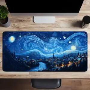 CZQEPMB Night Starry Sky Space Galaxy Mouse Pad Gamer Computer Large Mousepad Mouse Mat Keyboard Pad -15.7 x 35.4in