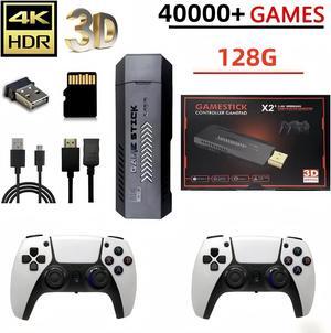 CZQEPMB X2 Retro Game Stick,Plug and Play Video Game Stick with 40,000 Games,128G Retro Arcade Game Emulator Handheld Game Console 4K with Dual 2.4G Controllers