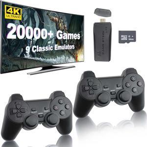 CZQEPMB Wireless Retro Game Console, Retro Game Stick with Built-in 9 Emulators, 20000+ Games, 4k Hdmi Output, and 2.4GHz Wireless Controller, Plug and Retro Play Video Games for Tv (64 G)