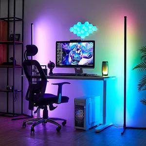CZQEPMB RGBCW Corner Floor Lamp for Gaming Room,  Dimmable LED Modern Floor Lamp, Color Changing Light