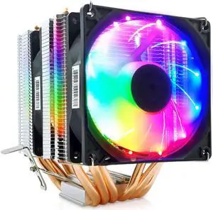 CZQEPMB CPU Air Cooler, Dual Tower CPU Cooler,Fluid Dynamic Bearings CPU Cooler, Double Towers & Double Fans, 6 Copper Heat Pipes, LED meteor light,AMD and Intel Compatibility