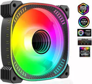 CZQEPMB ARGB Case Fan 120mm, PWM Intelligent Temperature Control, Hydraulic Bearings,High Airflow Low Noise Computer Cooling Fan