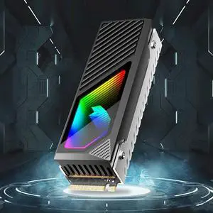 CZQEPMB ARGB M.2 Hard Drive Cooler with Fan, SSD 2280 Brass Heatsink argb Synchronized Cooling, Strong Air Cooling , Cool Lens Black