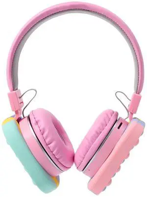 Wireless Bluetooth Gaming Headset with Microphone,Pop Bubble Rainbow Color Wireless Bluetooth Headset Pink