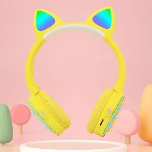 Wireless Bluetooth Gaming Headset with Microphone,Pop Bubble Rainbow Color Wireless Bluetooth Headset Yellow