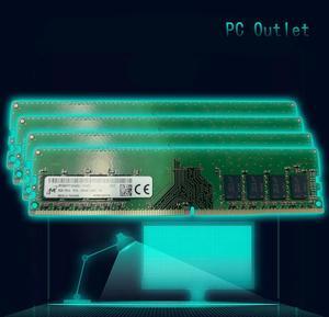 Micron 32GB(4X8G) MTA8ATF1G64AZ-2G6E1 DDR4-21300 UDIMM 1RX8 PC4-2666V-UA2-11 Desktop Memory