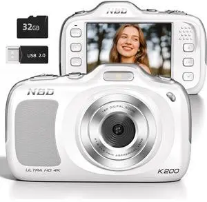 NBD 64MP Digital Cameras for Photography,4K Point and Shoot Camera,16X Zoom Compact Travel Cameras, Auto Focus Camera for Beginners Teens Kids and Lover Gift,Includes 32GB TF Card (White) NBD 64MP Digital Cameras for Photography,4K Point and Shoot Camera,16X Zoom Compact Travel Cameras, Auto Focus Camera for Beginners Teens Kids and Lover Gift,Includes 32GB TF Card (White)