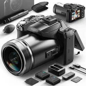 NBD 5K 64MP Vlogging Camera, 180° Flip Screen Digital Camera with 16X Zoom, Autofocus, WiFi, 2 Batteries & 32GB Card NBD 5K 64MP Vlogging Camera, 180° Flip Screen Digital Camera with 16X Zoom, Autofocus, WiFi, 2 Batteries & 32GB Card