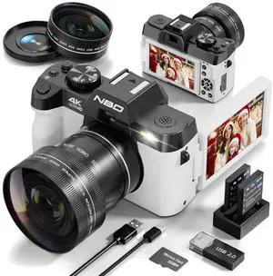 NBD 4K 64MP Digital Vlogging Camera for YouTube Travel Photography, 180° Flip Screen,16X Digital Zoom, Auto Focus, WiFi, 2 Batteries,32GB TF Card, Camera Carry Bag & Full Accessories, white NBD 4K 64MP Digital Vlogging Camera for YouTube Travel Photography, 180° Flip Screen,16X Digital Zoom, Auto Focus, WiFi, 2 Batteries,32GB TF Card, Camera Carry Bag & Full Accessories, white