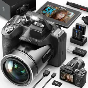 NBD 5K 64MP Vlogging Camera, 180° Flip Screen Digital Camera with 16X Zoom, Autofocus, WiFi, 2 Batteries & 32GB Card NBD 5K 64MP Vlogging Camera, 180° Flip Screen Digital Camera with 16X Zoom, Autofocus, WiFi, 2 Batteries & 32GB Card