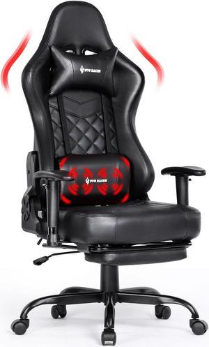 Gaming Chair with Footrest Office Chair Computer Chair Ergonomic Racing Style PU Leather Reclining Desk Chair with Massage