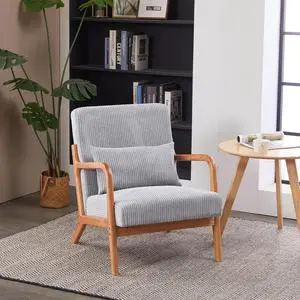 VANBOW Modern Accent Chair - Rubberwood Frame, Ergonomic Design for Living Room, Reading Nooks