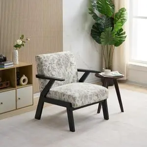 VANBOW Modern Accent Chair - Elegant Embroidered Polyester Fabric, Ergonomic Design for Living Room & Bedroom