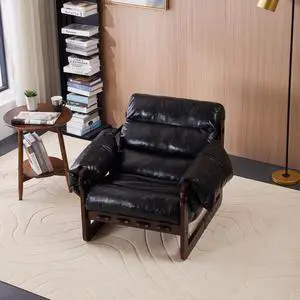 VANBOW Space-Saving Accent Chair - Water-Repellent Oiled Leather for Small Apartments