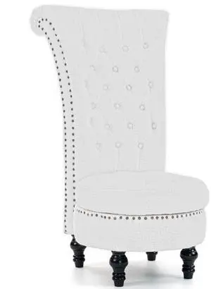 VANBOW High Back Throne Royal Chair, Teddy Armless Accent with Storage, Nailhead Trim, Solid Rubberwood Legs for Living Room Bedroom, White