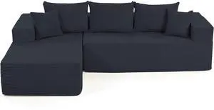 VANBOW Modular Sectional Sofa with L-Shape Chaise, Corduroy Boneless Couches for Living Room, No Assembly, Black